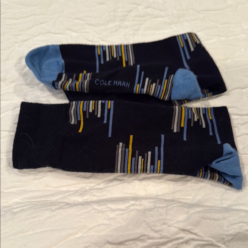 Cole Haan Black and Blue Dress Socks with Pattern
